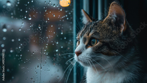 Pensive cat in the window