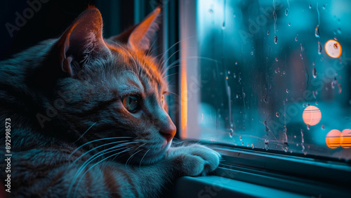 Pensive cat in the window