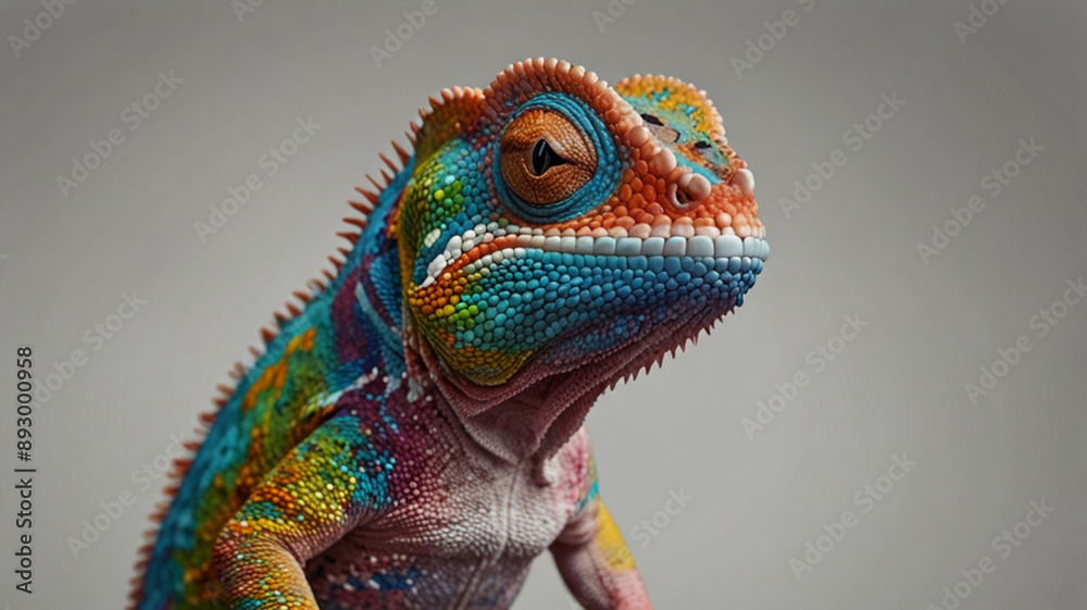 Obraz premium Colorful chameleon lizard with sunglasses isolated