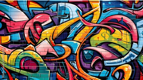 Wallpaper Mural Colorful graffiti painting adorns a textured brick wall creating a striking urban art display Torontodigital.ca