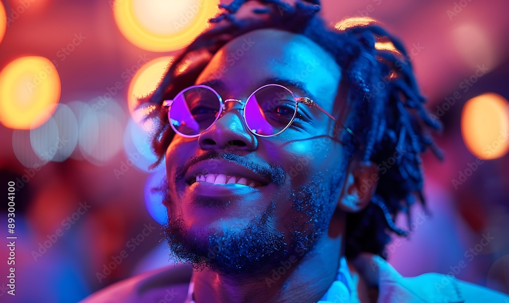 Afro American male in a night club wearing sunglasses, young man in a nightclub Afro American male in a night club wearing sunglasses, young man in a nightclub