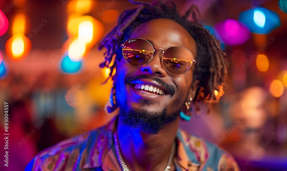 Afro American male in a night club wearing sunglasses, young man in a nightclub Afro American male in a night club wearing sunglasses, young man in a nightclub