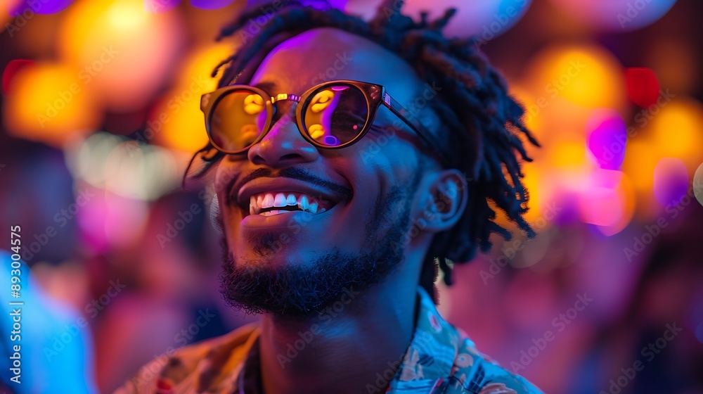 Afro American male in a night club wearing sunglasses, young man in a nightclub Afro American male in a night club wearing sunglasses, young man in a nightclub