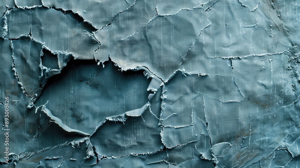 Tattered blue gray cloth with a hole Grungy textured background Tattered blue gray cloth with a hole Grungy textured background