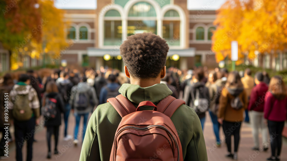 male student with a backpack at a university campus male student with a backpack at a university campus
