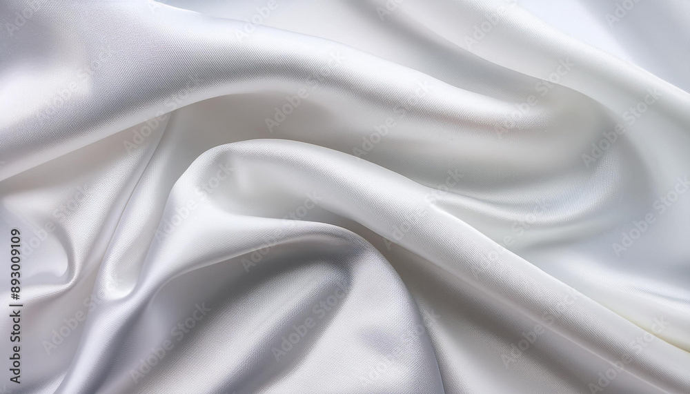 Obraz premium Soft smooth white silk fabric background. Fabric texture., closeup shot, abstract textile pattern