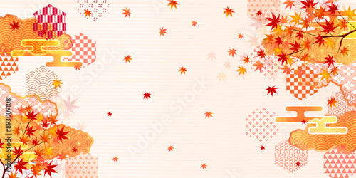 紅葉　和柄　秋　模様　背景	