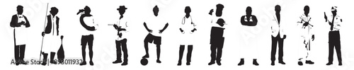 different people occupation silhouette profession set collection