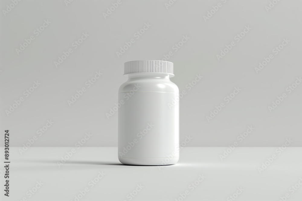 3D rendering of Minimalist White Pill Bottle with Empty Label in Professional Photography for Advertising Use 3D rendering of Minimalist White Pill Bottle with Empty Label in Professional Photography for Advertising Use