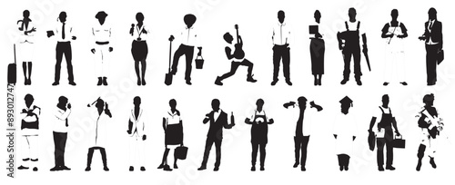 different people occupation silhouette profession set collection 