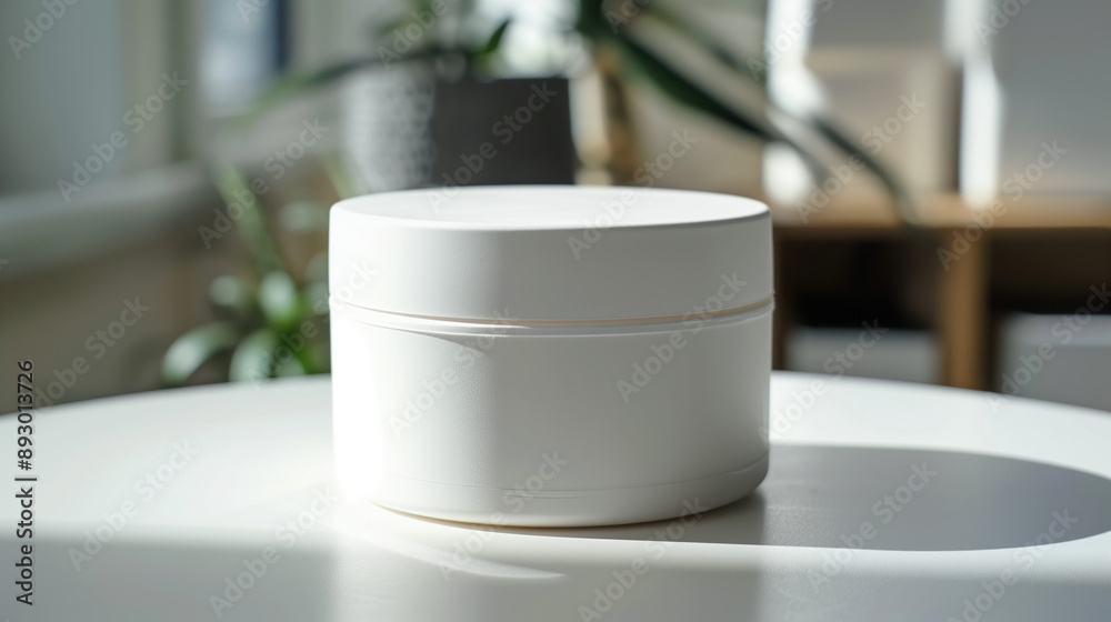 Professional 3D Rendering of White Minimalist Skincare Jar Ideal for High-End Cosmetic Advertising Professional 3D Rendering of White Minimalist Skincare Jar Ideal for High-End Cosmetic Advertising