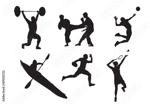 different sports set silhouettes