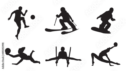 different sports set silhouette