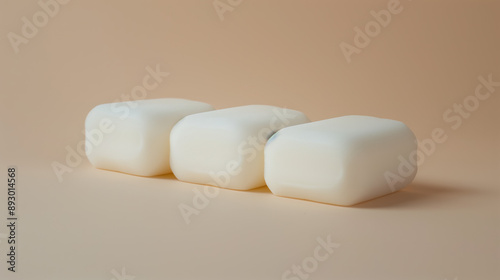Matte White Ebeauty Product Rendered as a Short, Wide Cylinder Marshmallow with a Thin Horizontal Line, Ideal for Professional Advertisement photo