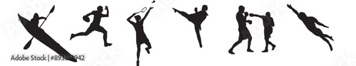 different people sports set silhouette full isolated