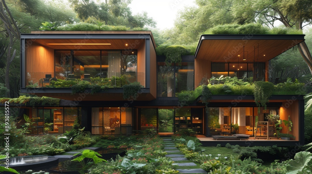 A House in the Middle of a Forest With Lots of Plants and Trees Around It - Generative AI A House in the Middle of a Forest With Lots of Plants and Trees Around It - Generative AI