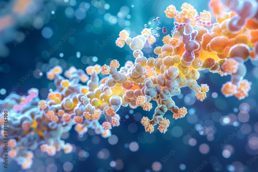 Protein-Ligand Interaction: A detailed image of a protein-ligand complex, showing how a small molecule binds to a specific site on the protein Protein-Ligand Interaction: A detailed image of a protein-ligand complex, showing how a small molecule binds to a specific site on the protein
