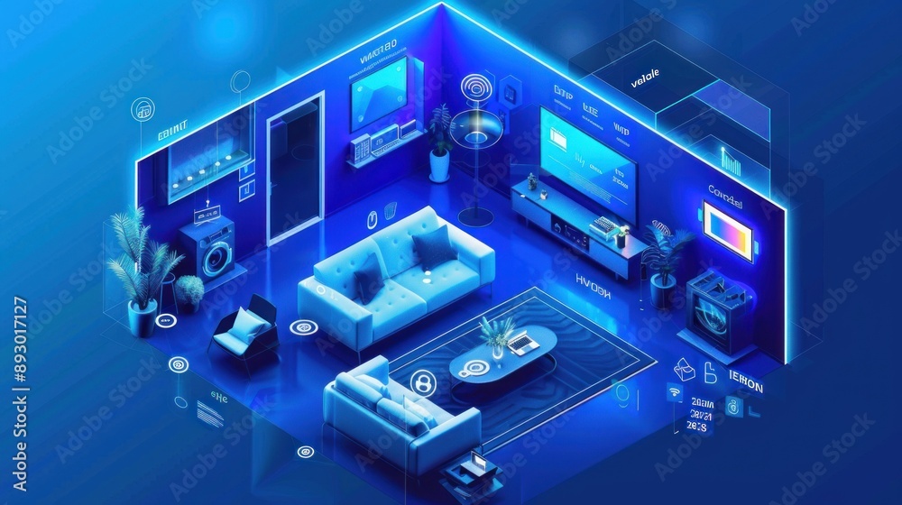 Smart Home Interior Visualization in a Futuristic Design Smart Home Interior Visualization in a Futuristic Design