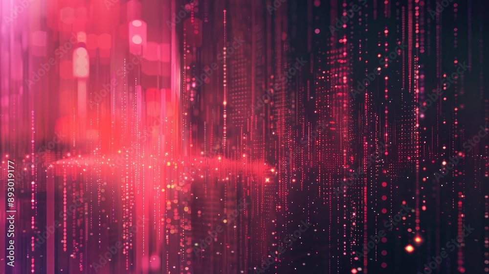 Abstract digital landscape with floating pixels Abstract digital landscape with floating pixels