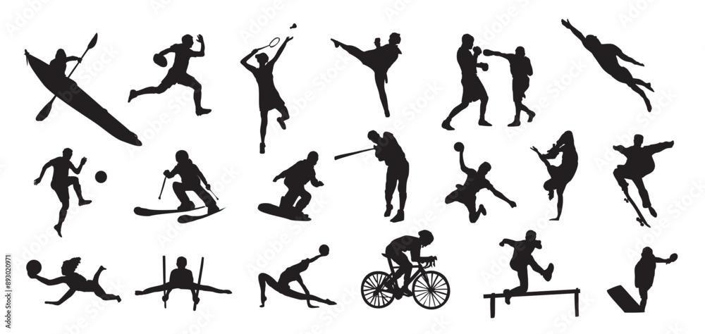 Naklejka premium different sports set silhouette