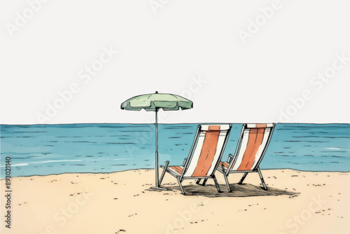 Serene beach chairs illustration