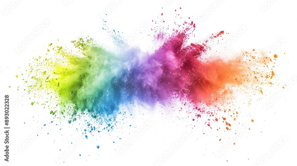 Colorful Powder Explosion on White Background Colorful Powder Explosion on White Background