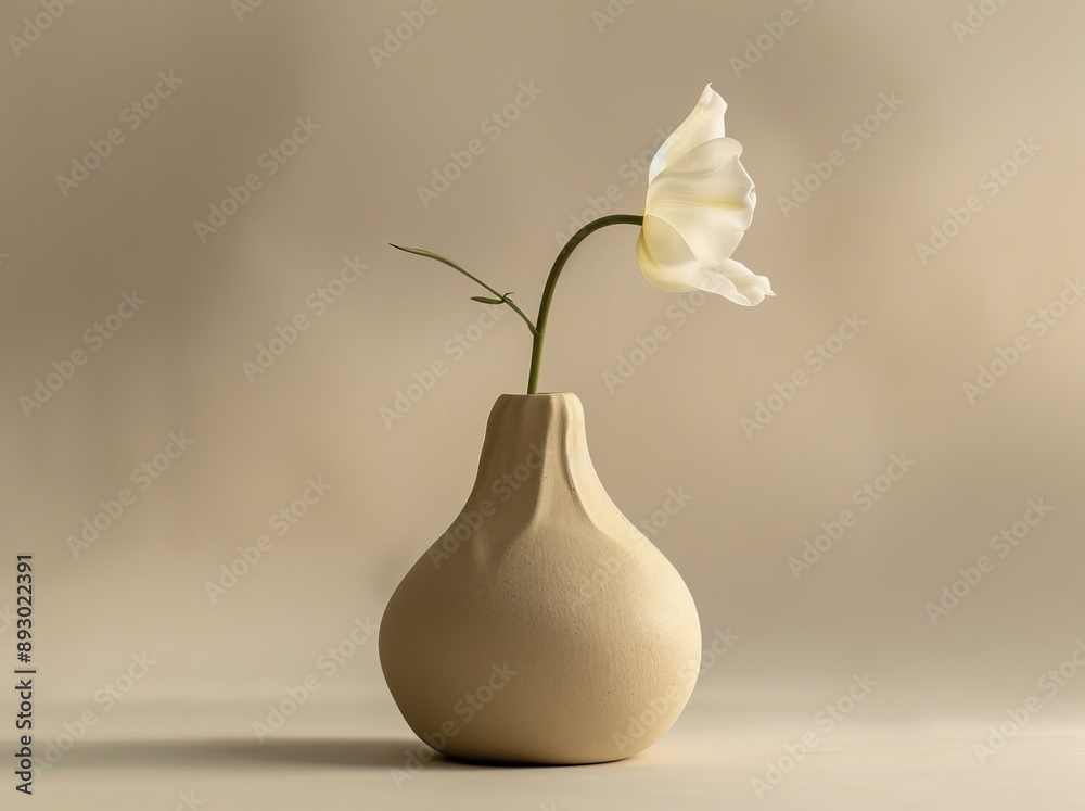 Flower in a vase on a beige background. Flower in a vase on a beige background.