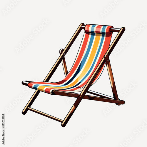Colorful striped beach deck chair