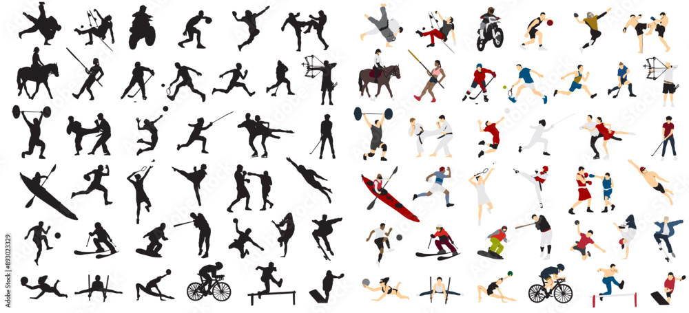 different sports set collection set collage full isolated