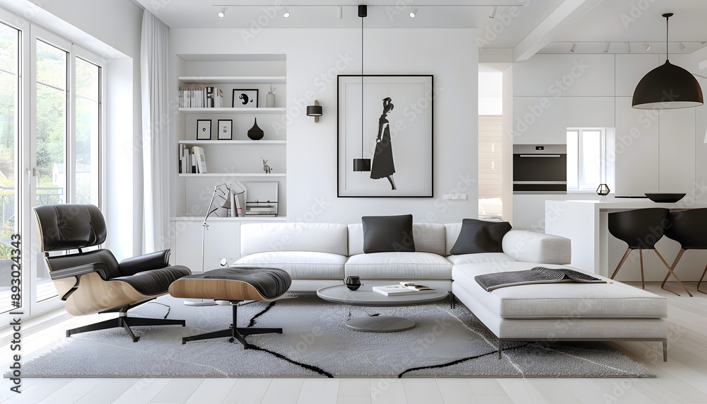 Living room interior design in minimalist style Living room interior design in minimalist style