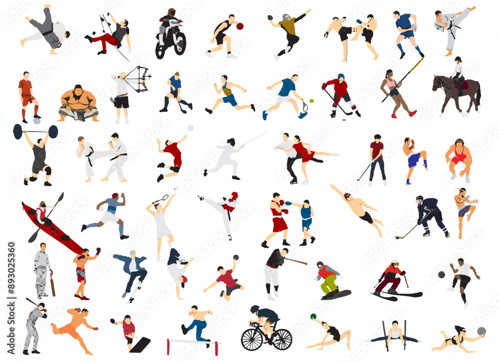 different sports set collection full isolated different sports set collection full isolated