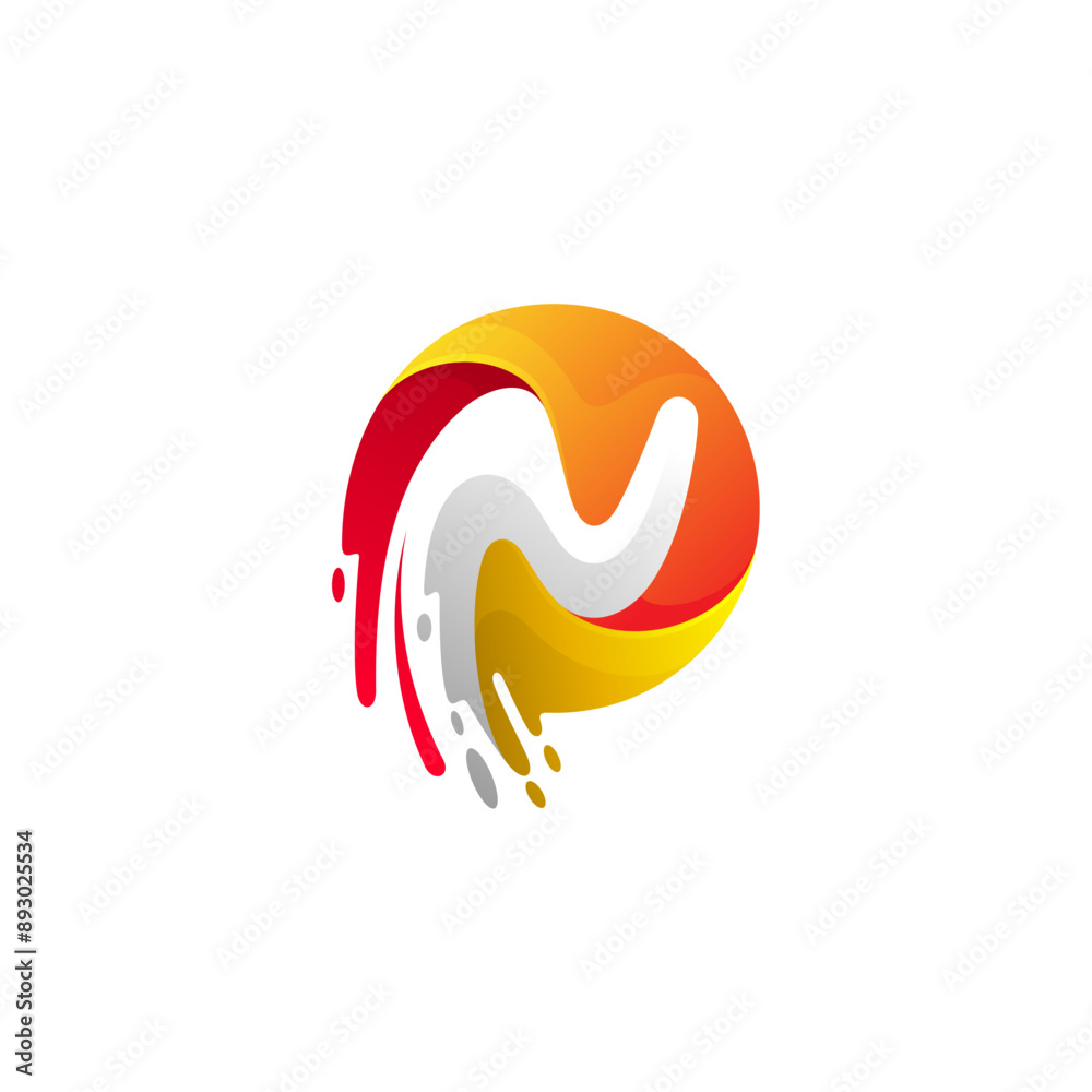 Fototapeta premium a combination of the letter N and a circle logo, in a colorful style