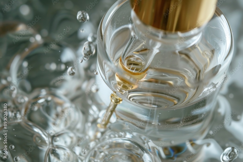 Droplet of Liquid Falling into a Glass of Water Droplet of Liquid Falling into a Glass of Water