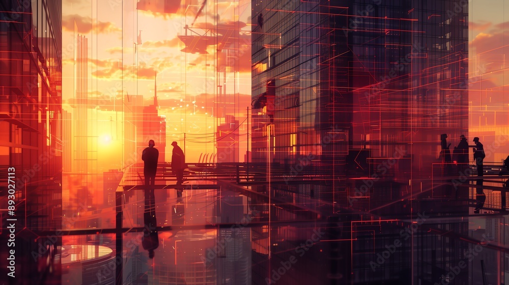 High-Rise Construction at Dawn: The Dance of Man and Machine High-Rise Construction at Dawn: The Dance of Man and Machine