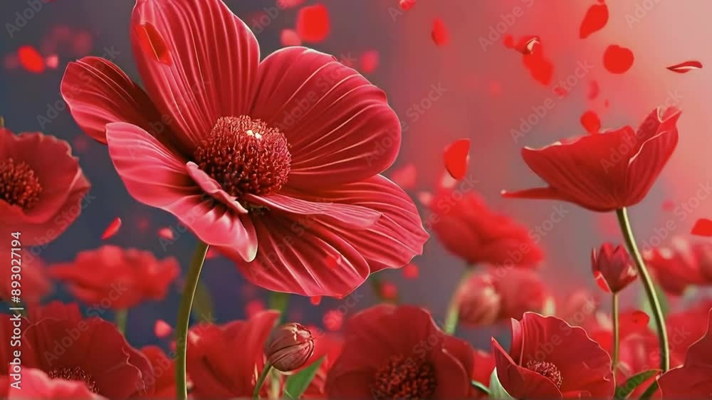 background animation of red flower HD quality