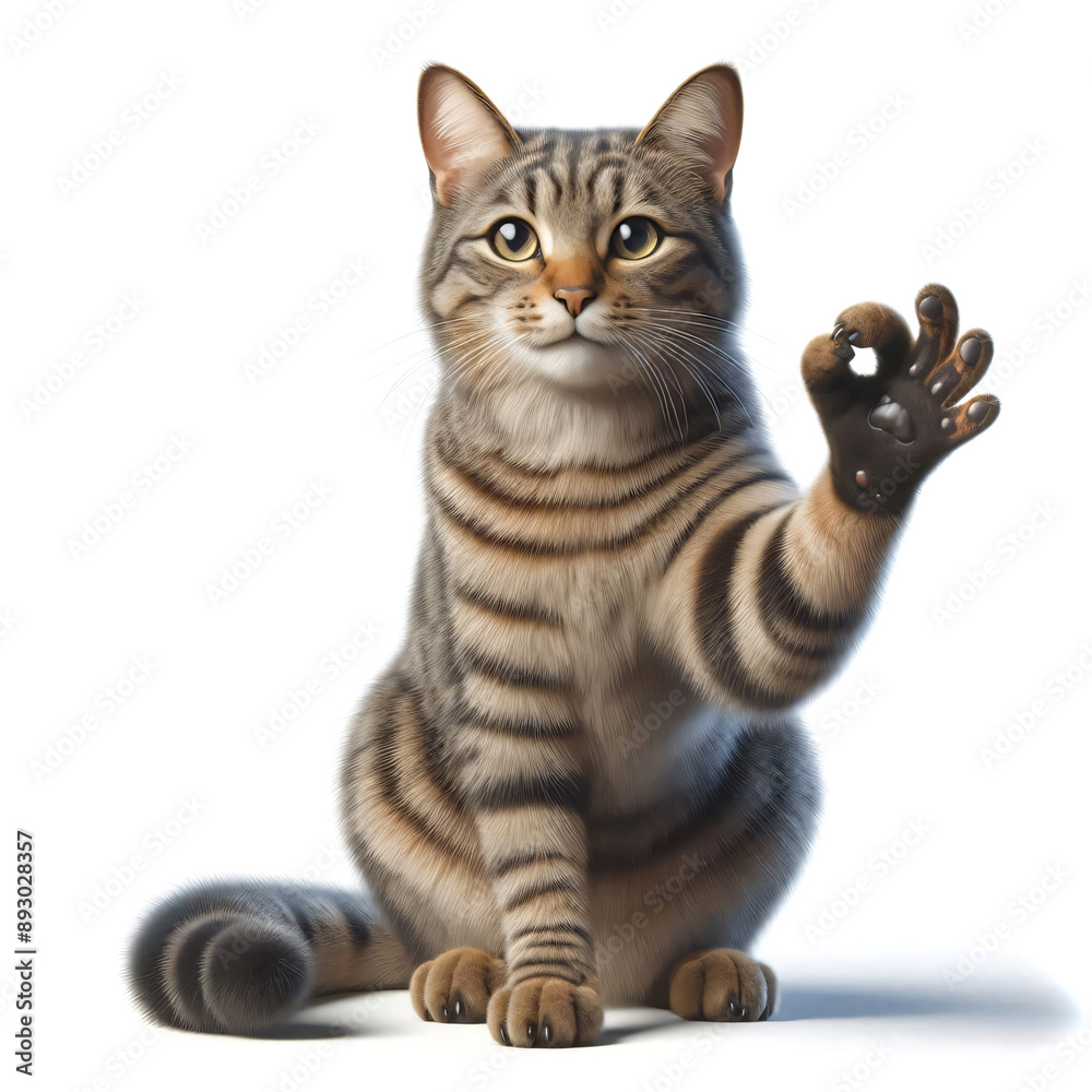 Fototapeta premium cat ok gesture approval sign agreement positive symbol cooperative isolated white background
