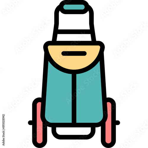 Trolley Bag Colored Outline Icon Design Vector