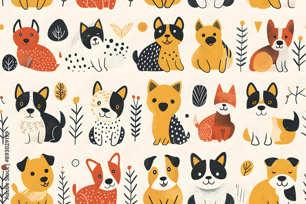 Seamless dog patter, continuous background Seamless dog patter, continuous background