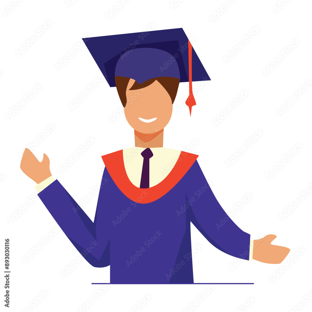 Student with graduation gown and hat Student with graduation gown and hat