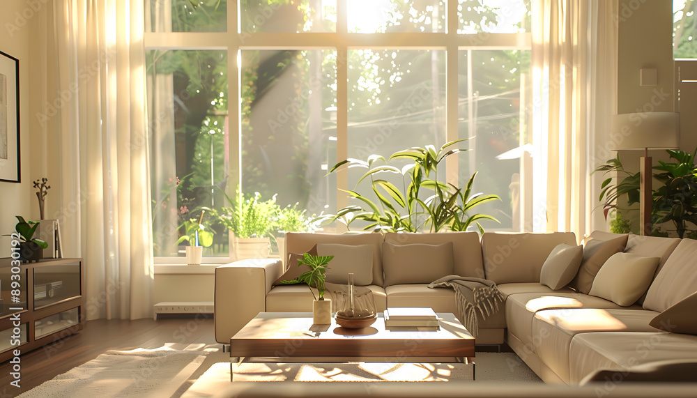 Fototapeta premium Living room interior design in minimalist style