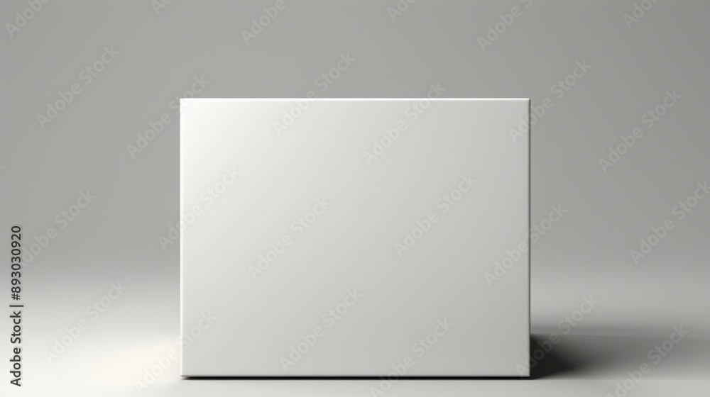 Blank white box mockup on grey studio background Blank white box mockup on grey studio background