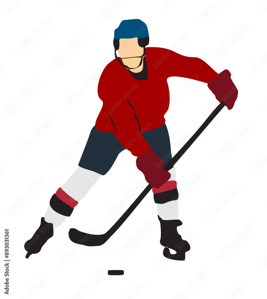 Fototapeta premium ice hockey sports player illustration full isolated