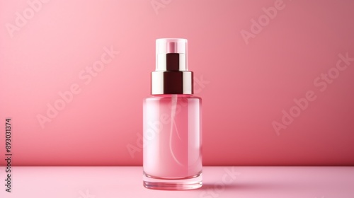 Perfume bottle mockup on pink background