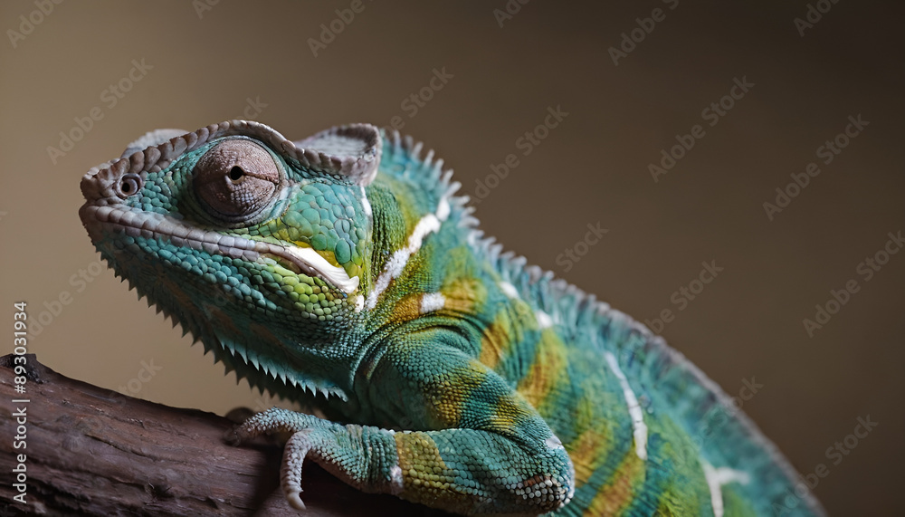 Fototapeta premium closeup of a chameleon on a branch