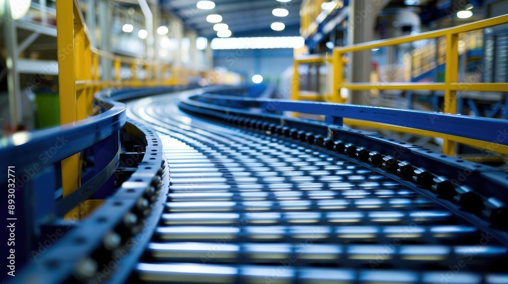 Automated conveyor belt system in a bustling warehouse Automated conveyor belt system in a bustling warehouse