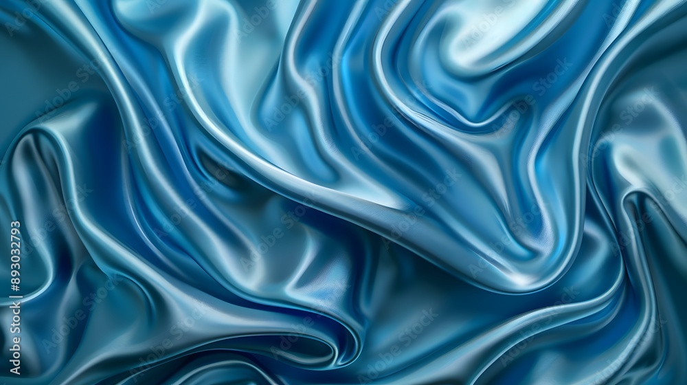 Obraz premium Blue drapery silk fabric luxury background.