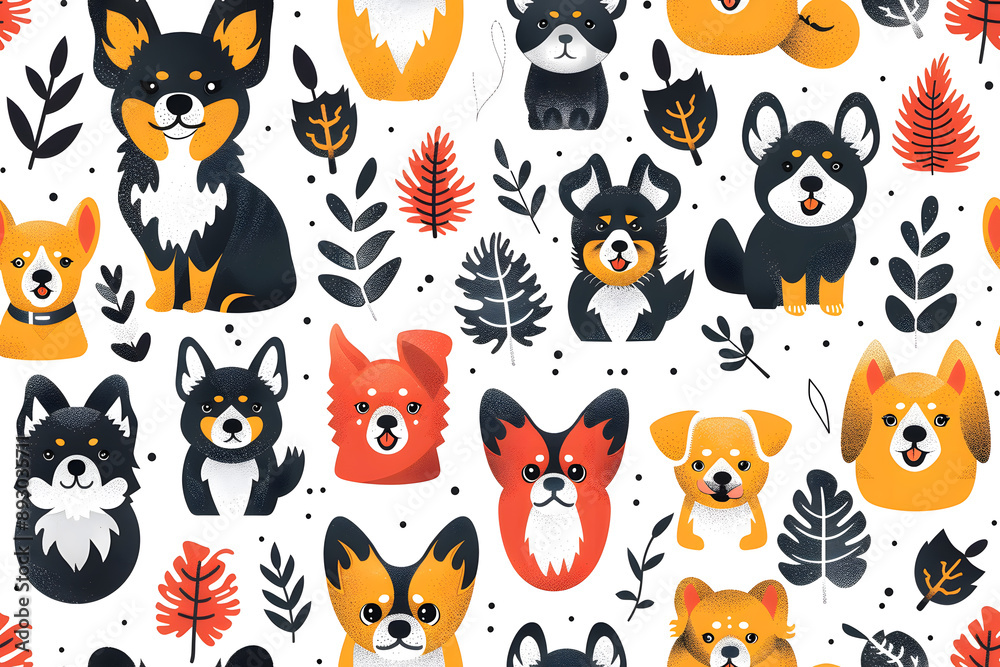 Seamless dog patter, continuous background