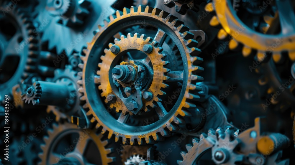 Close-up of gears and cogs in motion Close-up of gears and cogs in motion