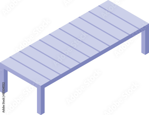 Long empty bench is standing in an isometric view