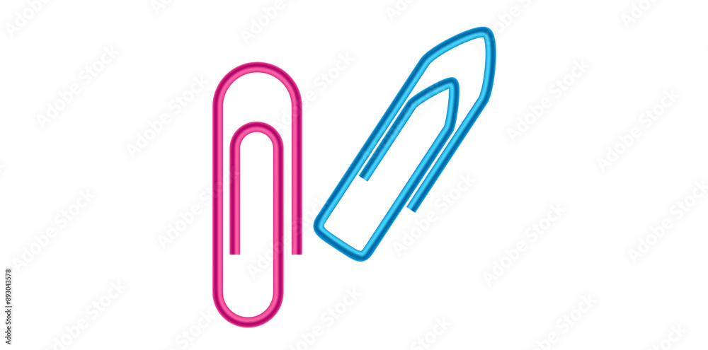 Pair Of Paper Clips Isolated On White Background, Realistic Paper Clips Vector Illustration. Pair Of Paper Clips Isolated On White Background, Realistic Paper Clips Vector Illustration.